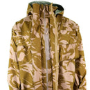 British Army desert camo MVP Goretex waterproof combat jacket with hood and chest pockets for outdoor protection