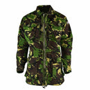 British army jacket in DPM camouflage with multiple pockets and adjustable cuffs for woodland use