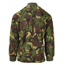 Back view of British Army thermal fleece jacket in DPM camouflage with rib-knit cuffs and collar for warmth.
