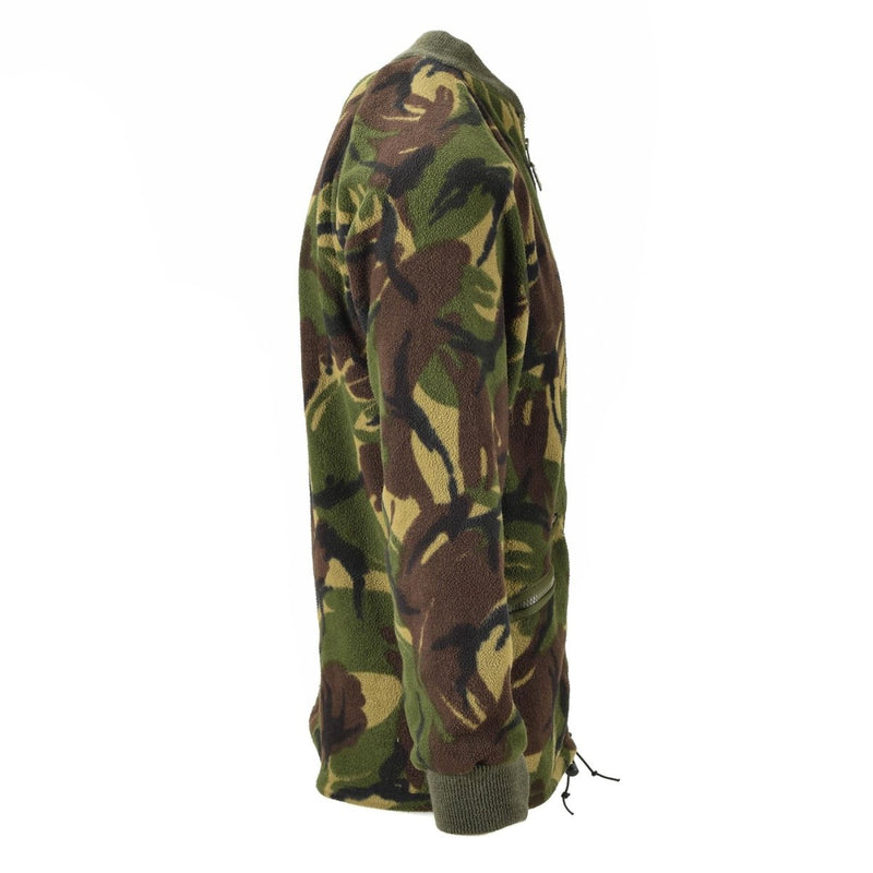 Men's British Army thermal fleece jacket in DPM camo with zip-up front and rib-knit cuffs.