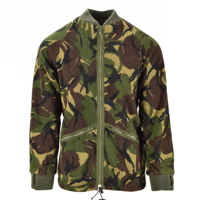 Brytyjski wojskowy kardigan Thermal Fleece Jacket w kamuflażu DPM, z zamkiem błyskawicznym, mankietami ze ściągaczem, kołnierzem i regulowanym dołem