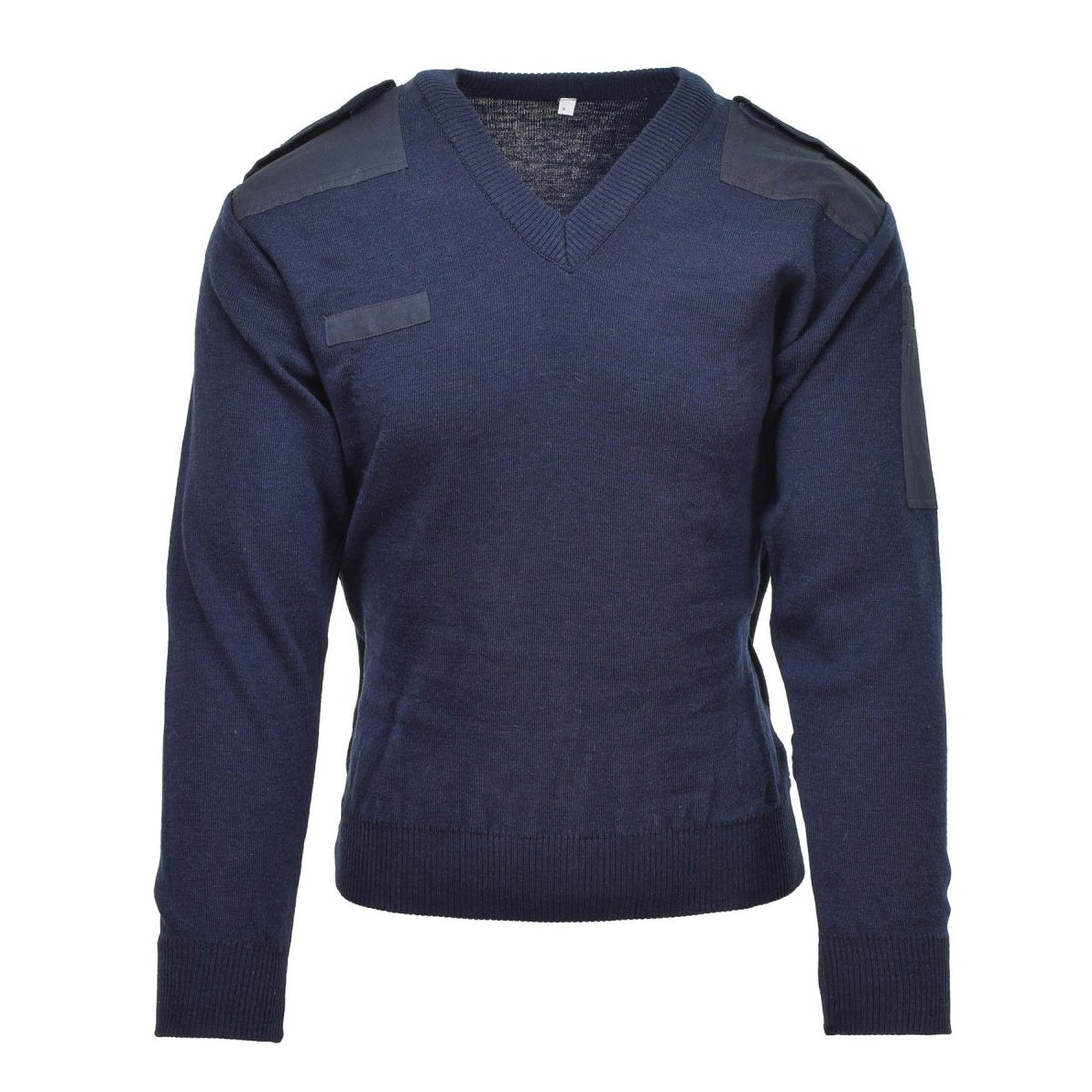 Original Pullover der niederländischen Armee, V-Ausschnitt, blauer Rippenstrick, Militär-Überschusspullover