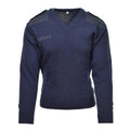 Original Pullover der niederländischen Armee, V-Ausschnitt, blauer Rippenstrick, Militär-Überschusspullover