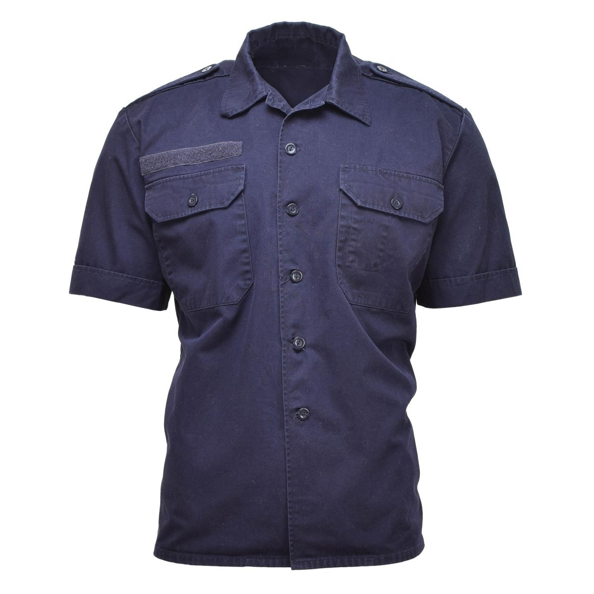 Short sleeved military shirts Genuine Dutch buttoned solid blue