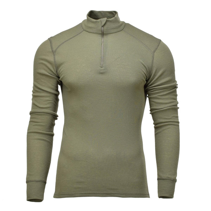 Origineel Nederlands militair thermisch ondergoedshirt, lange mouw, hoge hals, ademende lichtgewicht basislaag voor alle seizoenen.