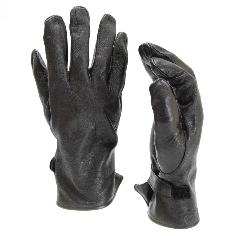 Genuine French army gloves Military issued leather black France surplus NEW - GoMilitar