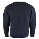 Back view of Genuine French Army lightweight blue commando jumper with round neck and durable knit fabric
