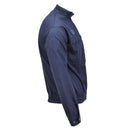Side view of genuine French Military Police blue sports jacket with elastic waist and chest pockets