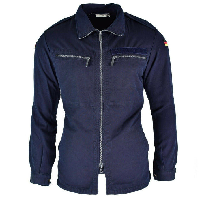 Echt Duits marineblauw brandwerend aramide jack met borstzakken met ritssluiting en Duitse vlagpatch op de mouw