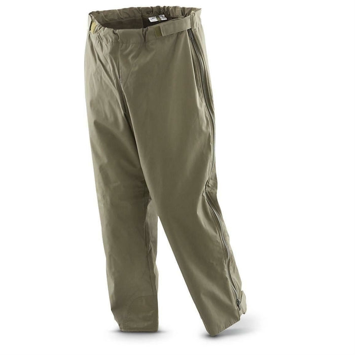 Pantalon d'hiver imperméable vert olive de l'armée allemande avec fermeture éclair latérale complète et taille réglable pour une utilisation en extérieur