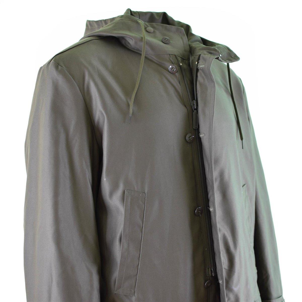 Véritable parka de l'armée allemande olive veste militaire excédentaire manteau long OD vintage NEUF