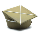 Vintage Polish military officer peaked visor hat in olive green with white piping, Poland army eagle insignia style