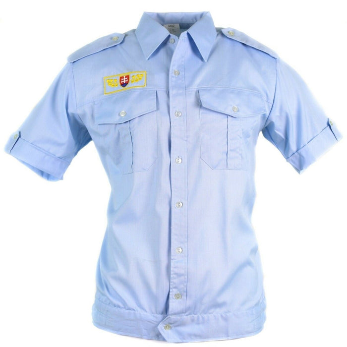 Camisa genuina del ejército eslovaco militar BDU azul mangas cortas NUEVO - GoMilitar
