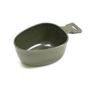 Genuine Swedish Army plastic mug Trangia Kuksa in olive green, durable and heat-resistant for outdoor use.