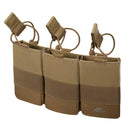 Helikon-Tex triple carbine magazine pouch in tan cordura, holds three M4 MOLLE magazines for competition rigs.