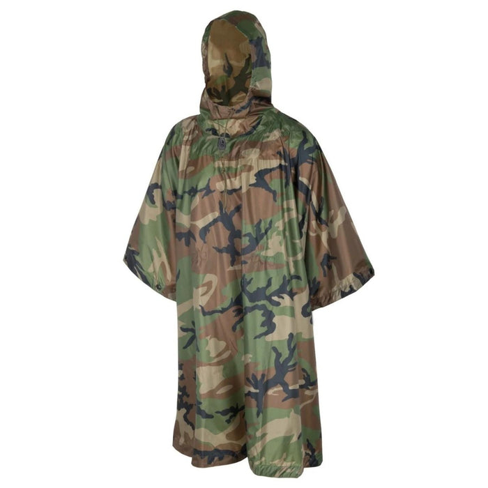 Helikon - Tex U.S. Army Modell Poncho Wasserdichte taktische Regenausrüstung Woodland Camo - GoMilitar