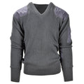 Pull militaire italien en laine grise commando pull col V coudes renforcés