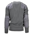 Pull militaire italien en laine grise commando pull col V coudes renforcés