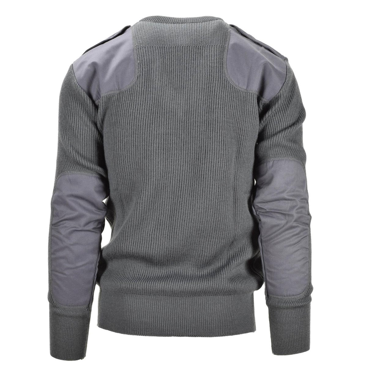 Pull militaire italien en laine grise commando pull col V coudes renforcés