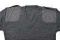 Pull militaire italien en laine grise commando pull col V coudes renforcés