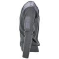 Pull militaire italien en laine grise commando pull col V coudes renforcés