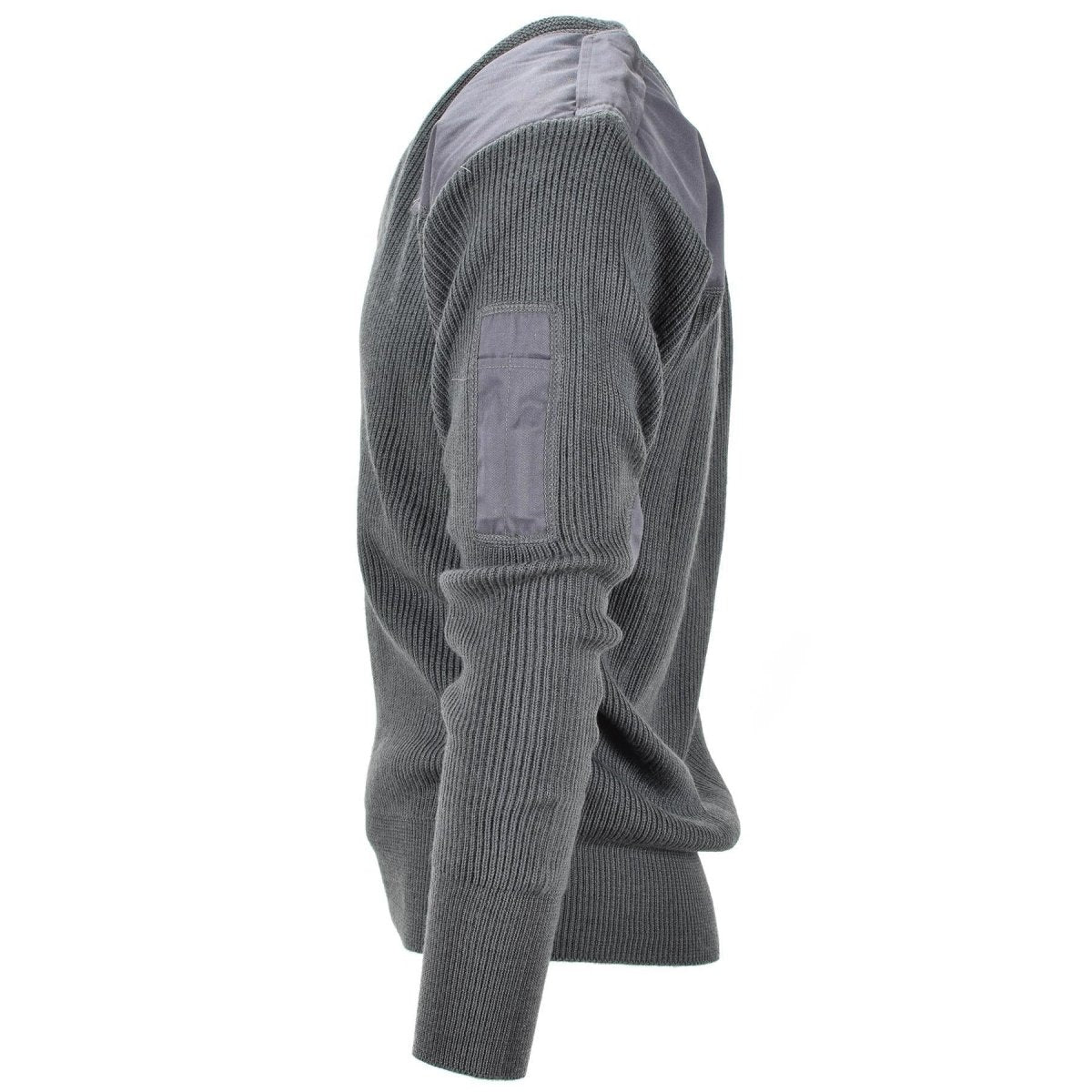 Pull militaire italien en laine grise commando pull col V coudes renforcés