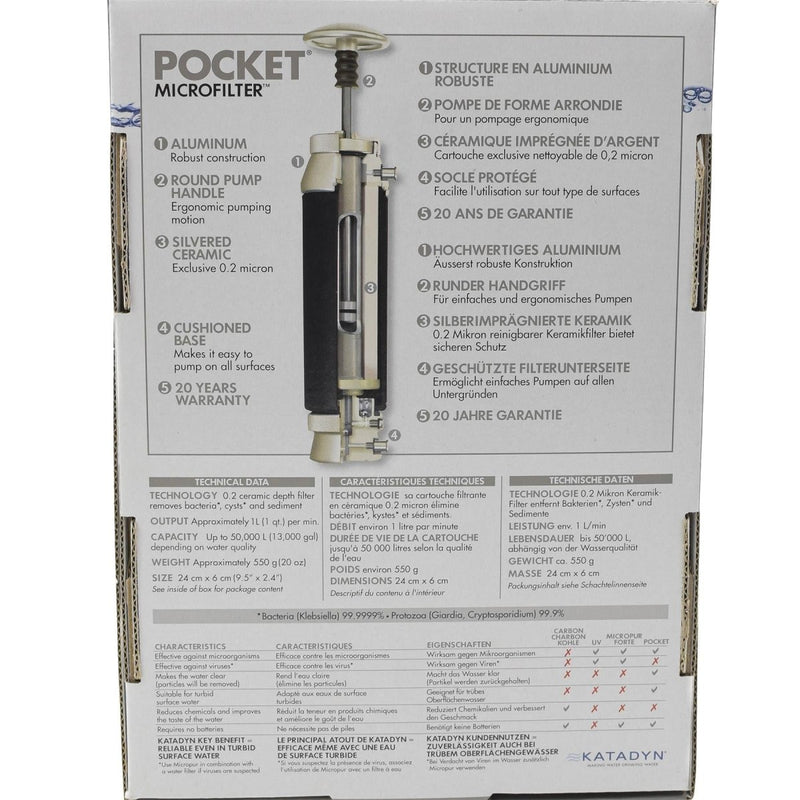 Katadyn Pocket Water Filter Long Lasting Camping Emergency Purification Premium