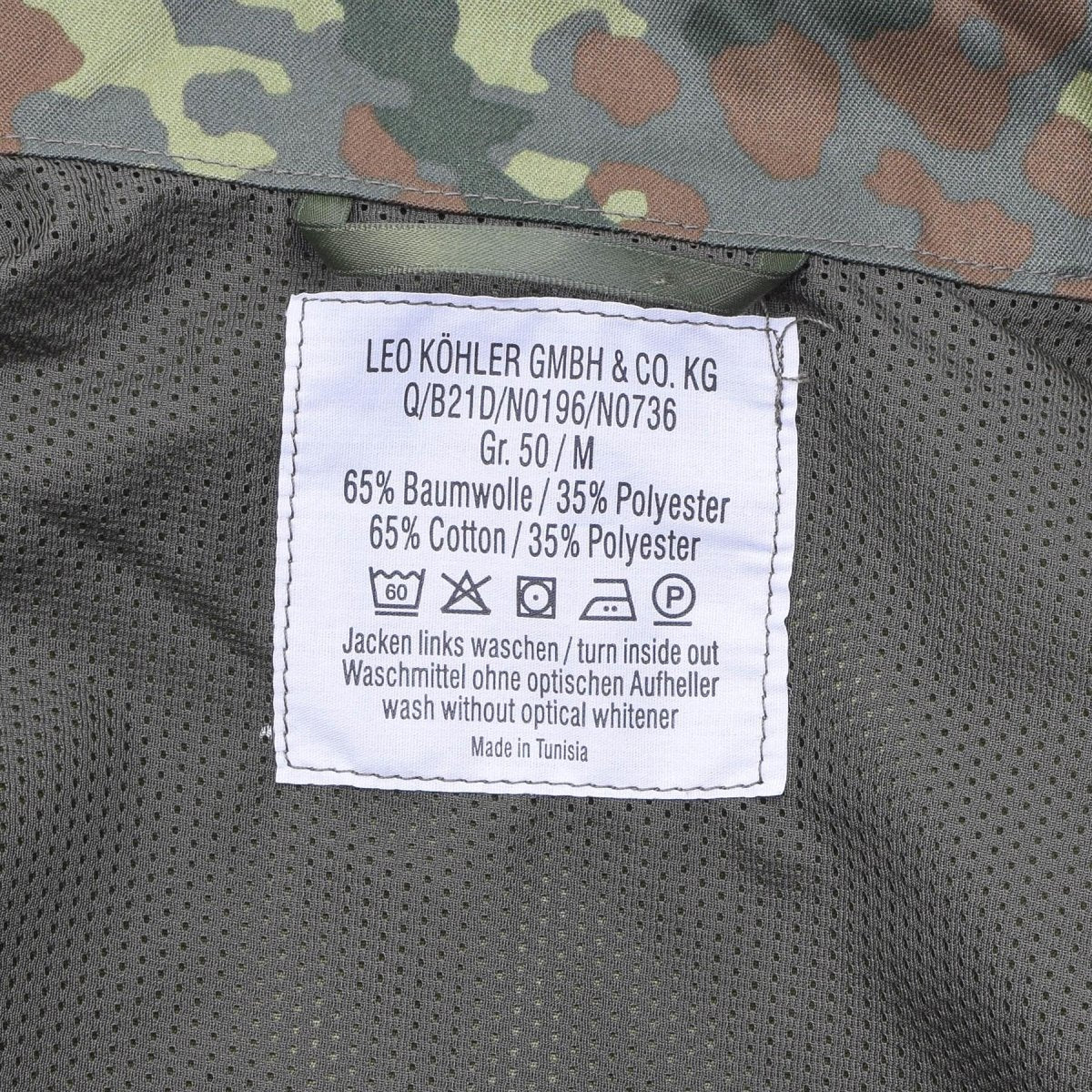 Giacca tattica di combattimento militare di Leo Kohler Fiecktarn Camo
