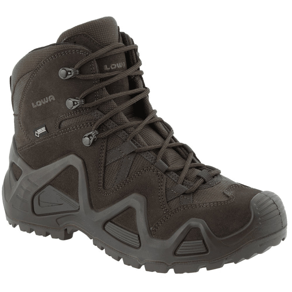 Lowa Zephyr GTX Mid TF Bottes tactiques imperméables avec tige rembourrée marron foncé