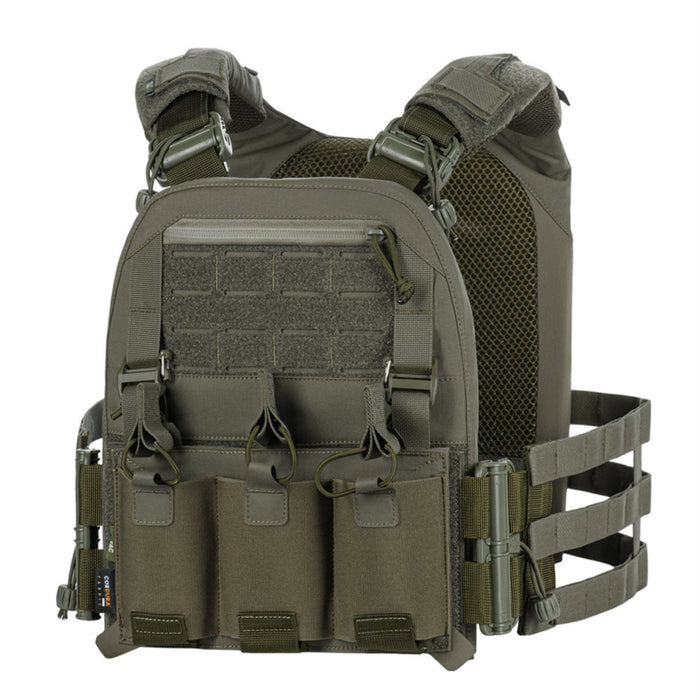 M - TAC Cuirass FAST Elite Plaque Tactique Carier Duraflex Attaches Cordura Olive - GoMilitar