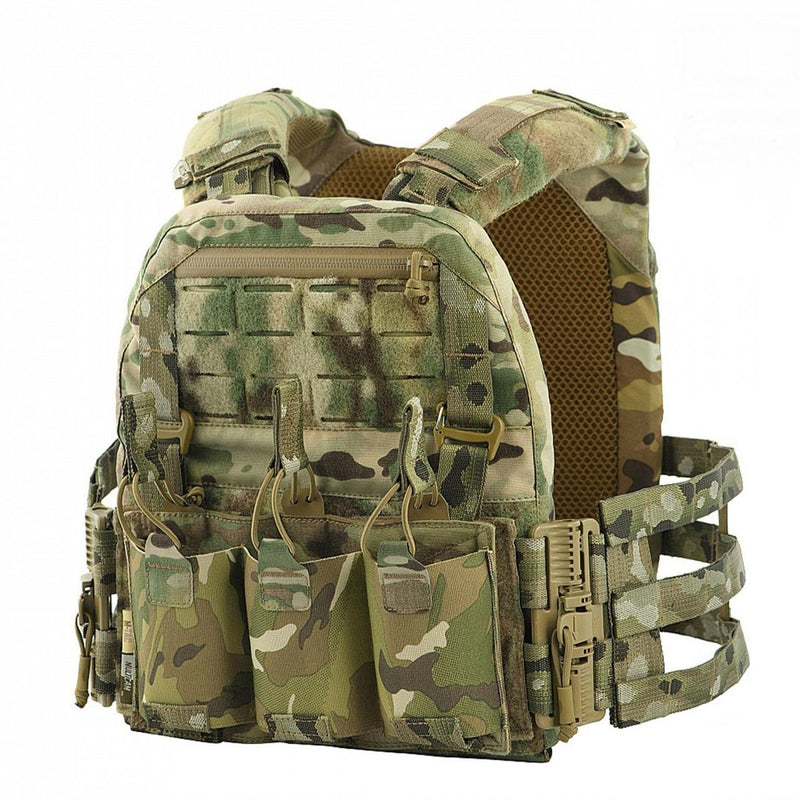 M - TAC Military Plate Carrier Vest tactical quick - release mag pouches Multicamo - GoMilitar