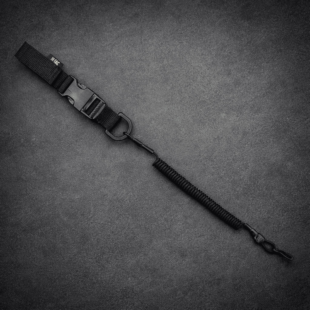 M-TAC Tactical Safety Cord Lite Karabiner Lanyard Retention D-Ring Fastex Schwarz