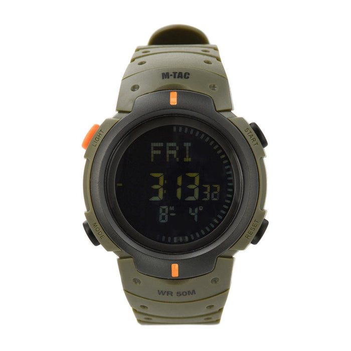 M - TAC Orologio tattico Bussola Allarme Cronometro 5ATM Resistente all'acqua Oliva - GoMilitar