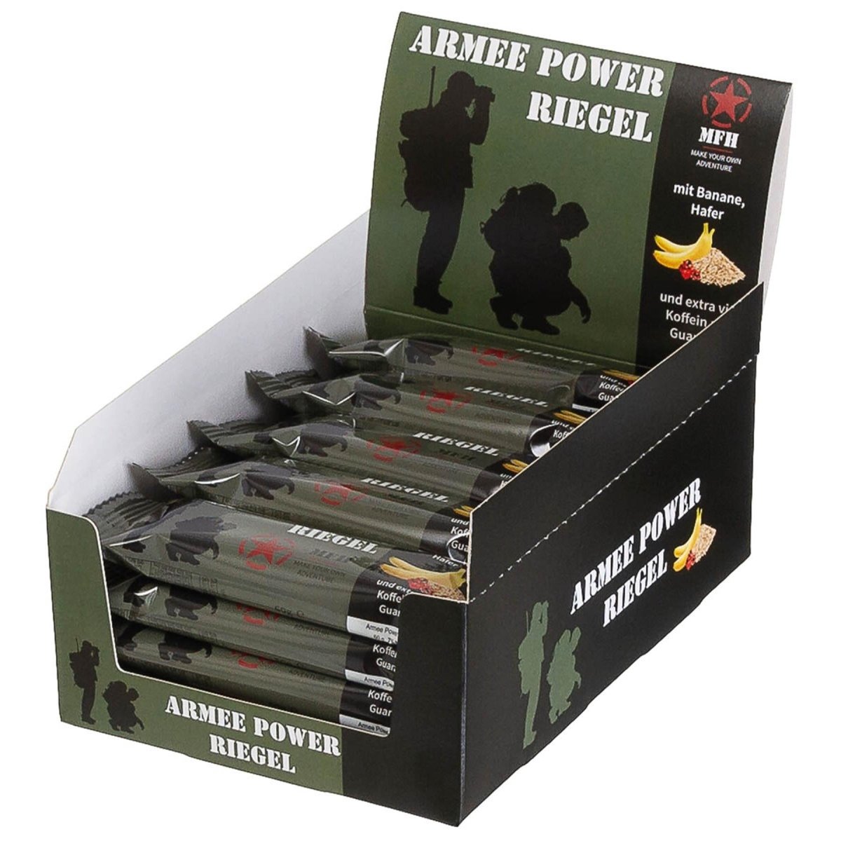 MFH Army Power Bar 60 g Koffein-Energieriegel, Outdoor-Snack, Bananen-Guarana-Geschmack