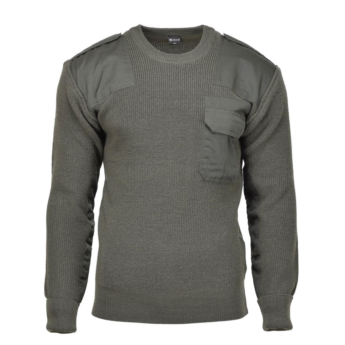 MFH Brand Military style commando pullover stock stitch knit sweater olive NEW