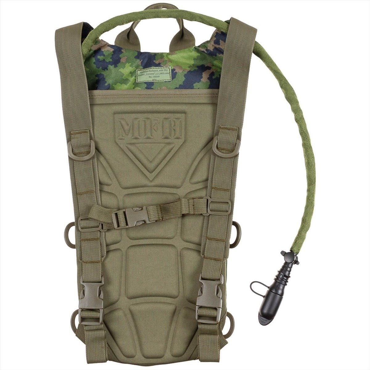 Zaino per idratazione mfh 2,5 litri TPU ventilati di imbottitura posteriore m05 camo
