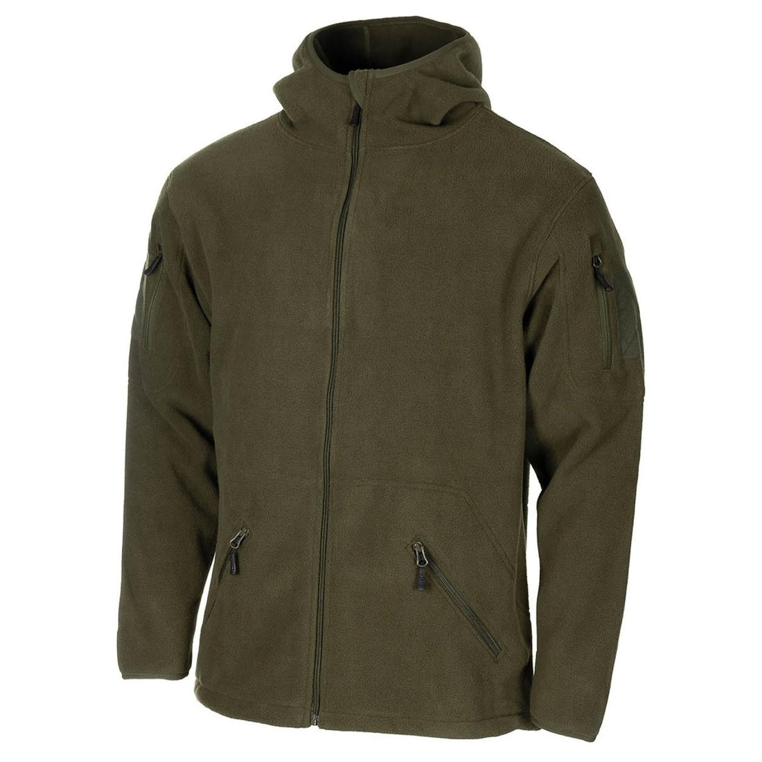 Veste polaire à capuche olive de style militaire MFH, veste tactique de l'armée avec fermeture éclair complète, randonnée, NOUVEAU