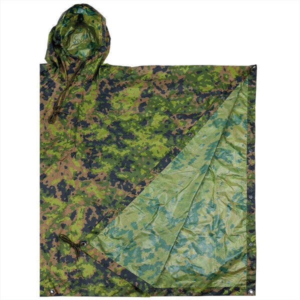 MFH Poncho tenda con cappuccio con cappuccio Materiale di arresto rivestito Magouflage M05