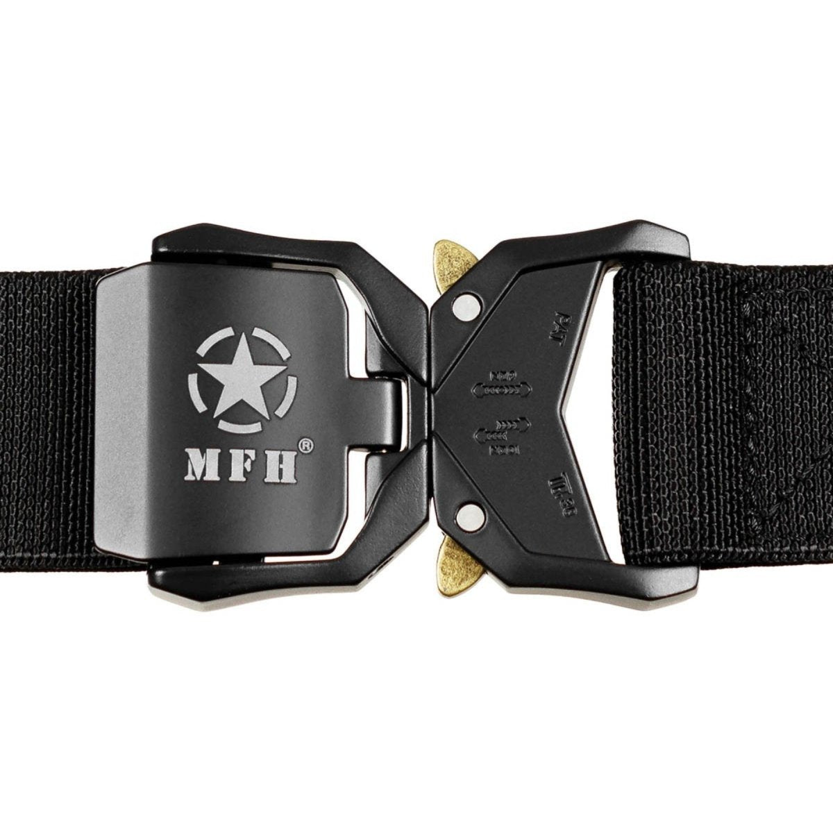 MFH Quick Release Tactical Web Belt Elastic Adjustable Polypropylene Black