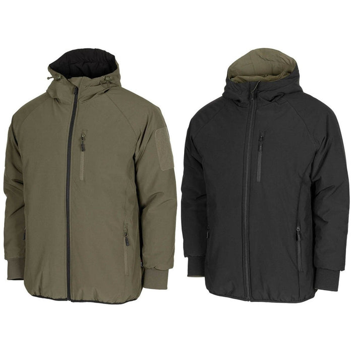 MFH Reversible Thermal Jacket Water Repellent Insulated OD Green Black - GoMilitar