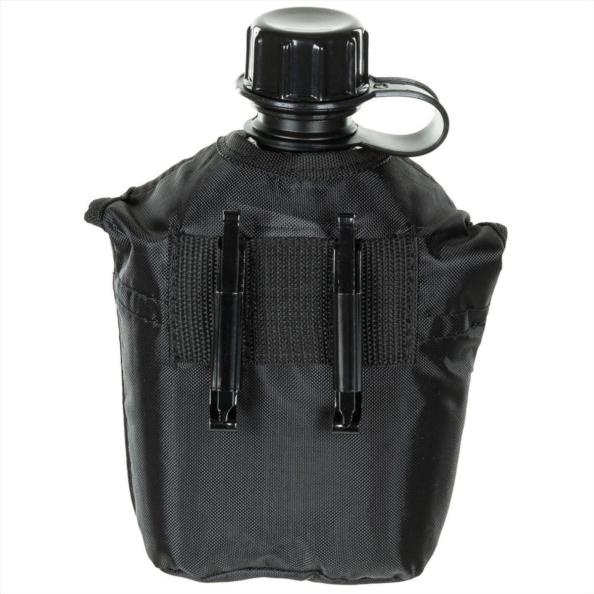 MFH US Military Plastic Kantine 1L Schraubkappe Clips Ansatz BPA kostenlos schwarz
