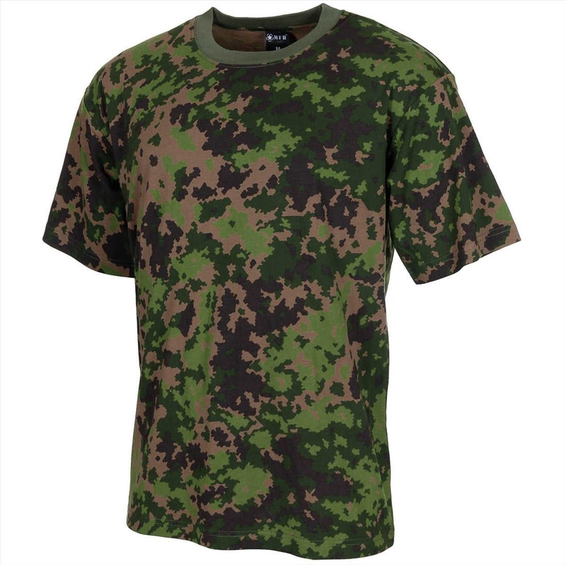 T-shirt MFH US w stylu wojskowym z okrągłym dekoltem i krótkim rękawem, fiński M05 Camo
