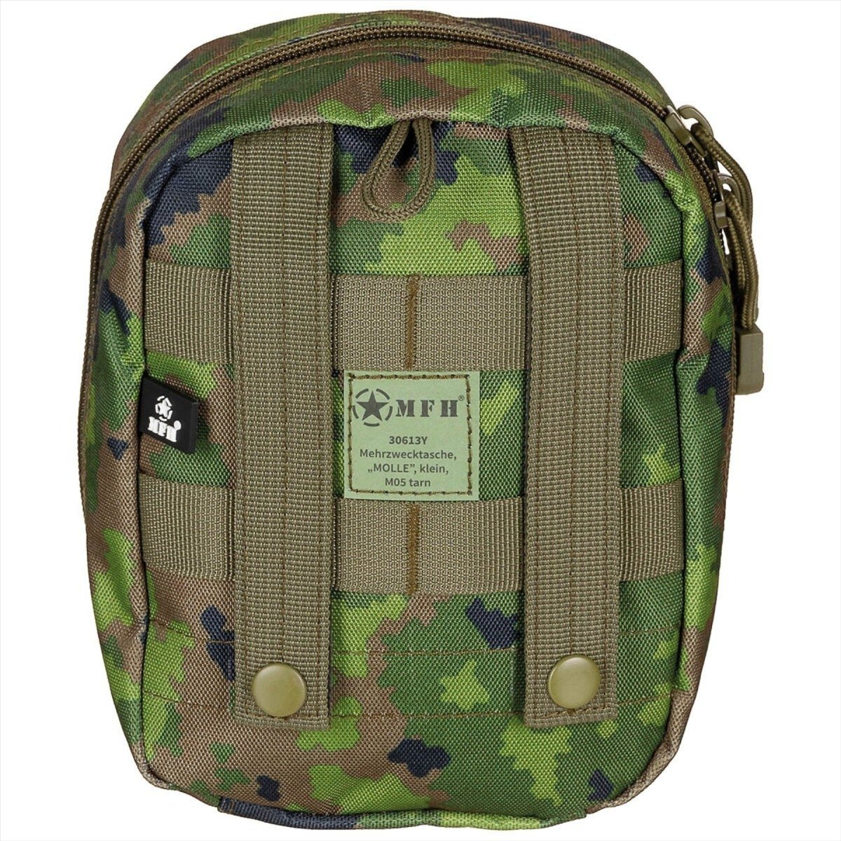 MFH Utility Pouch Two Way Zipper MOLLE Fastening Straps M05 Camouflage