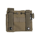 Olive green MIL-TEC admin pouch with MOLLE attachment straps for carrying flashlight, pen, and notebook.