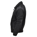 Black MIL-TEC army style fleece pullover jacket with reinforced shoulders and zippered pockets for cold weather and outdoor sportswear.