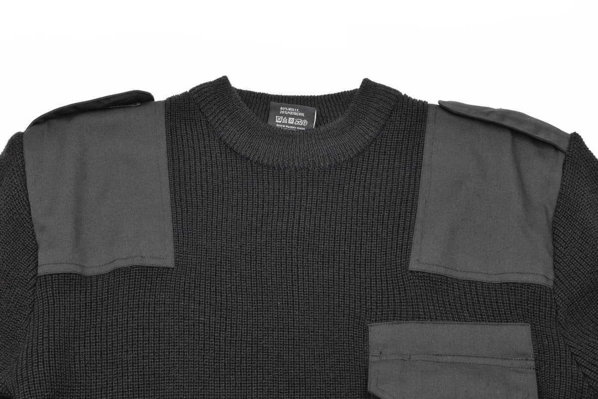 Mil-Tec brand Men Sweater German pullover Commando Jumper Black sweater Wool