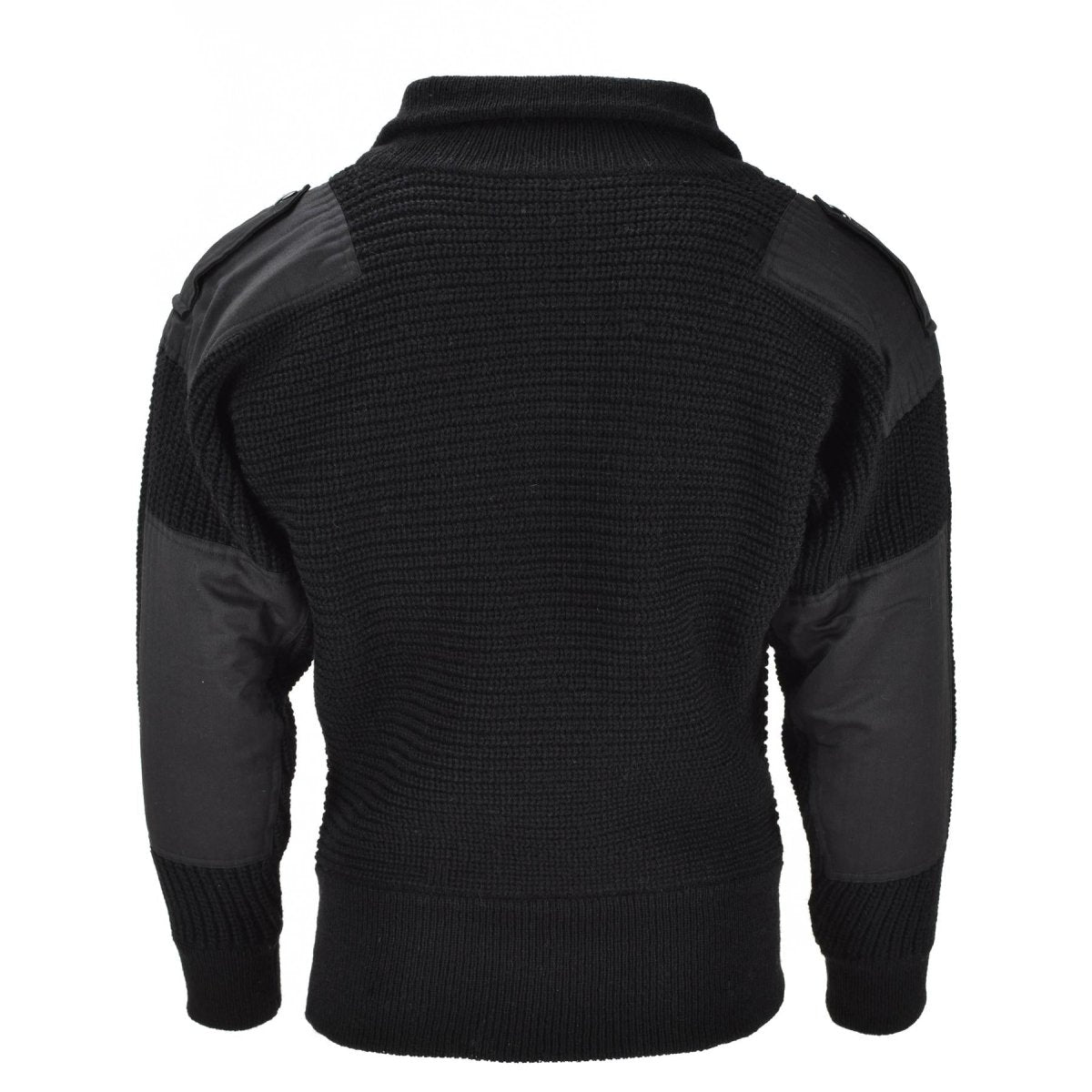 Mil-Tec Zip-Up Sweatshirt - 60% Cotton 40% Polyester Blend, High Collar, Arm Pockets With Headphone Port, Medium, Black