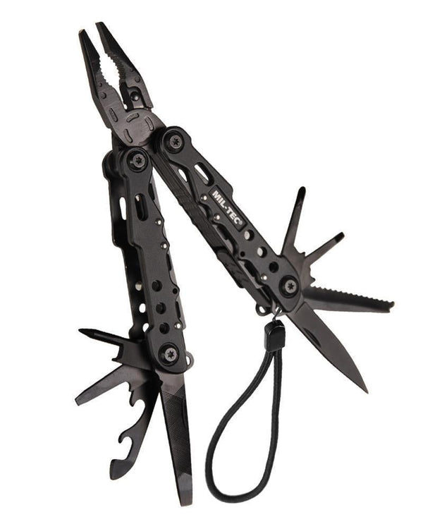 MIL-TEC Cobra Multi Tool Pocket Knife 9 Tools Available Aluminium Casing Black