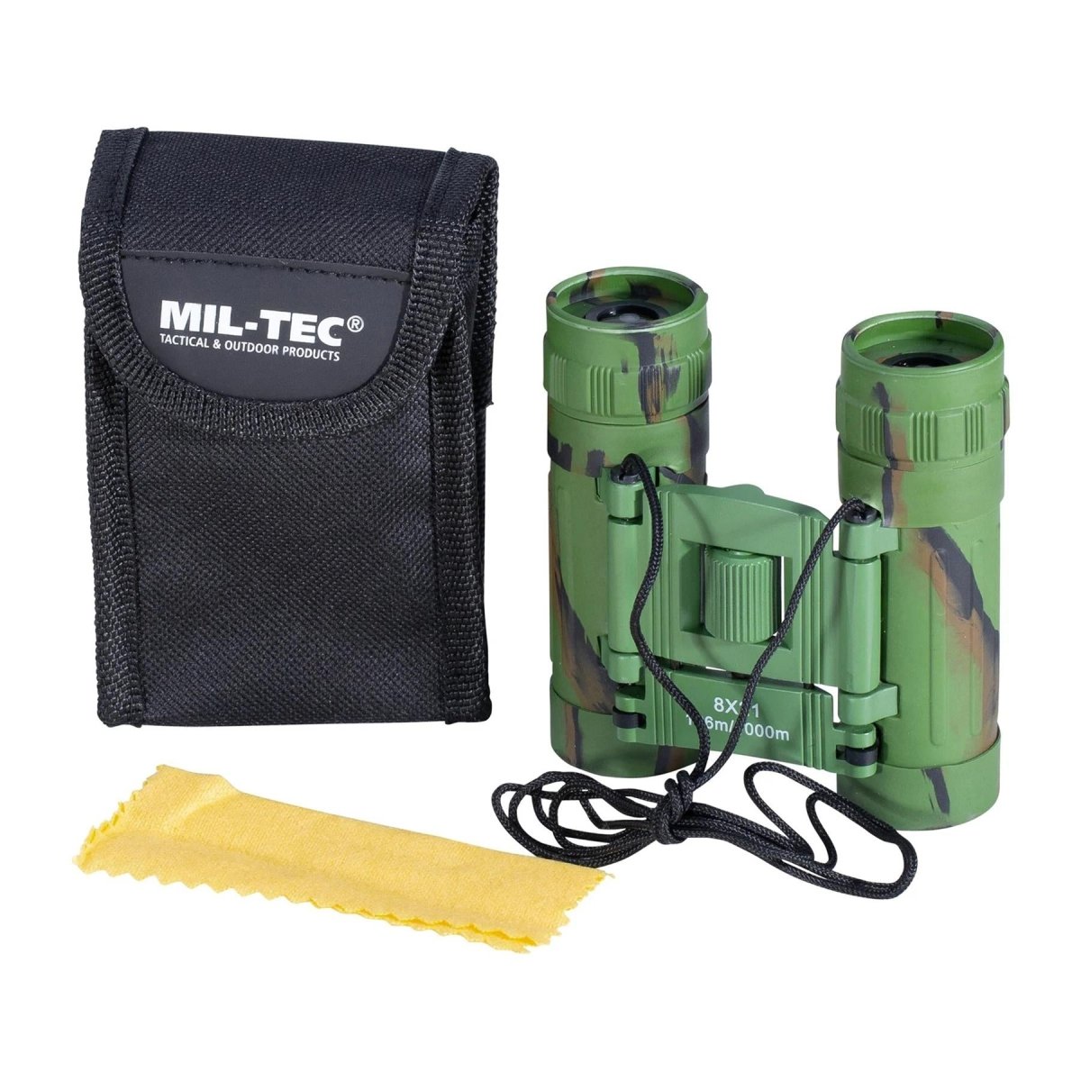 MIL-TEC BASSILE CLINPSIBILE 8x21 Campo visivo 126m Nylon Borsa incluso CAMO