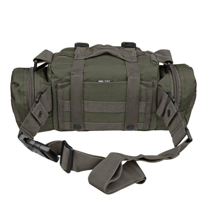 Olive green MIL-TEC tactical detachable belt rucksack with multiple compartments and adjustable straps for outdoor use